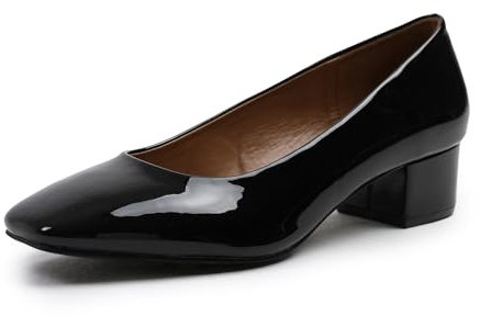 Womens Mid High Block Heels Mary Jane Court Shoes Ladies Comfort Support Work Pumps Formal Smart Office Low Heeled Slip On Cushioned Dolly Wide Fit Extra Wide Fitting Width Light Shoes