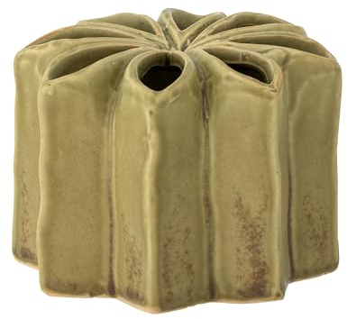 Bloomingville Aleena Vase aus Steingut, Botanik-Thema, gelbes Blumendesign, perfekt für kreative Blumenarrangements, langlebig, handglasiertes Finish, T11 x H8 cm – einzigartiges Dekorationsstück