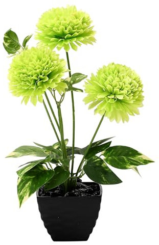MQcrafts Plantes artificielles avec vase - Plantes artificielles en pot avec chrysanthème bulbe en plastique - Fleurs artificielles pour la maison, le bureau, la cuisine, le jardin, la décoration