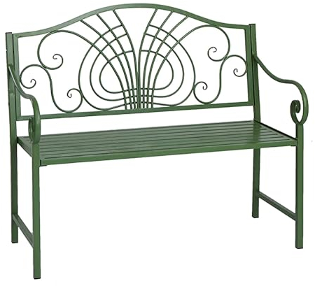 Shabby-Chic Gartenbank, Schmiedeeisen Terrassenbank, Sitzbank Draußen Wetterfest, Parkbank, 2-Sitzer-Stuhl mit Antik-Finish, einfache Montage, 200 kg Belastbar