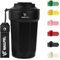 WALLFID Travel Mugs 14oz/450ml, Isolierter Kaffeebecher mit auslaufsicherem Deckel und Eismodeln Kreis, Auto-Kaffeebecher, Thermobecher für heißen und kalten Kaffee, Wasser und Tee (Schatten schwarz)