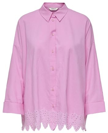 ONLY Onlgraces Tulum LS EMB Shirt Wvn, Rosa Fucsia, XS Donna