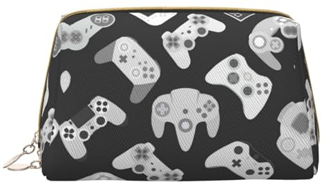 Game-Controller, Leder, Handheld-Reißverschluss, Make-up-Tasche, Organizer, Geldbörse, großes Fassungsvermögen, Reise-Make-up-Tasche, Toilettenartikel, weiß, Einheitsgröße