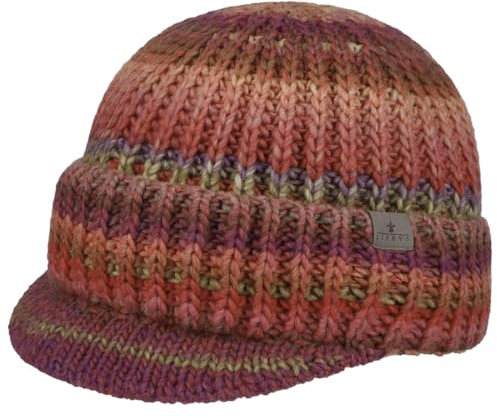 LIERYS Viliona Strick-Schirmmütze 50% Schurwolle Damen Made in Germany Winter Bordeaux One Size
