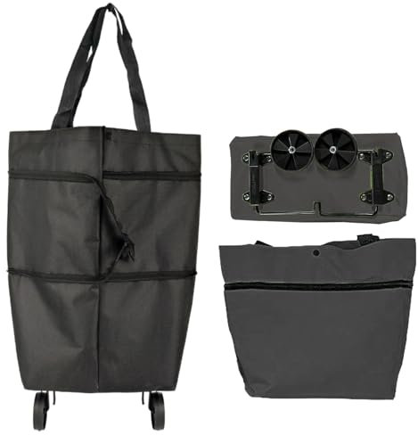 Umiocns Einkaufstasche mit Rädern, Einkaufstrolley auf Rädern, Trolley-Taschen, tragbare Einkaufstaschen, Reisetaschen, 2-in-1 wiederverwendbare Tasche mit Rollen, große Kapazität, Lebensmitteltasche