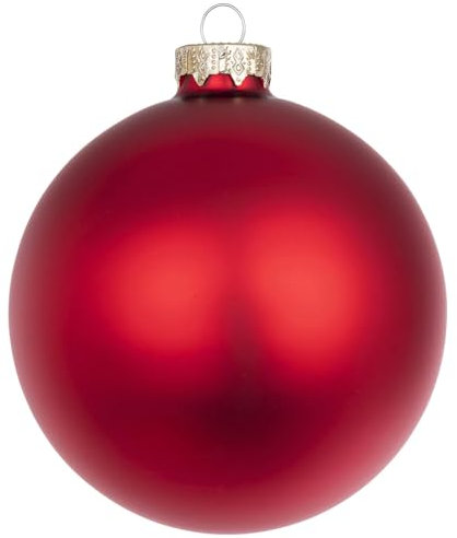 Magie di Natale Christbaumkugeln Glas dekoriert (8, rot matt, 7cm)