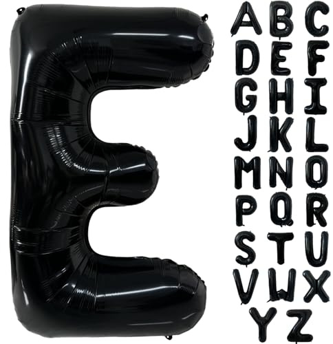 Schwarz Alphabet Ballon Große Mylar Folie Helium Brief Luftballons 40 Zoll Schwarz Luftballons Alphabet Buchstaben für Geburtstag Brautdusche Jubiläumsdekorationen(Letter E)