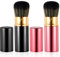 ElevateTech Einziehbarer Kabuki Make up Pinsel, 2 Stück Grundierungspinsel mit Abdeckung Rougepinsel Puderpinsel Reise Make up Pinsel Luxuriöses Make up Tool zum nahtlosen Auftragen