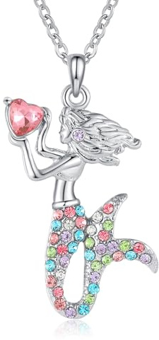 Cosysparks Meerjungfrau-Halskette für Mädchen, Rainbow Crystal meerjungfrau kette halskette meerjungfrau schmuck für mädchen Meerjungfrau Geschenke für Mädchen