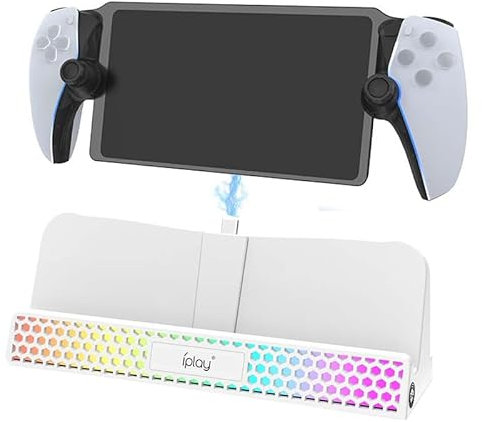 LiLiTok Portal Remote Player Charging Station Charging Station Magnetic Type C Charger for PS5 Gate RGB Light PS Portal Accessories Docking Station (White)