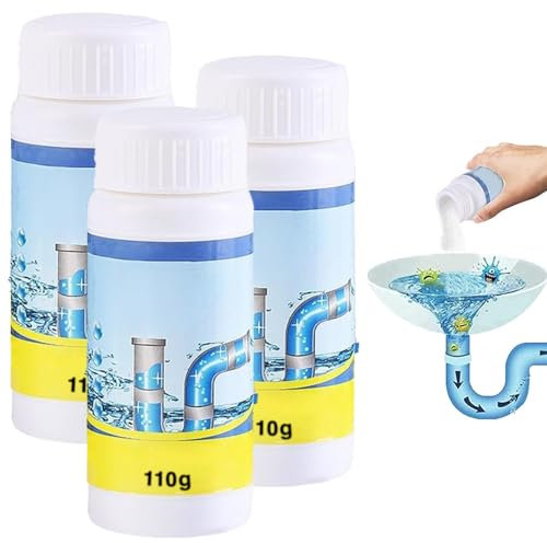 Katyjun 3 x 110 G Abflussreiniger Extra Stark Schaum, Rohrreiniger Extrem für Verstopfte Toiletten und Abwasserrohre