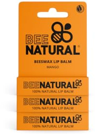 Bee Natural - 100% Natural Moisturising Lip Balm - Mango - Pack of 3