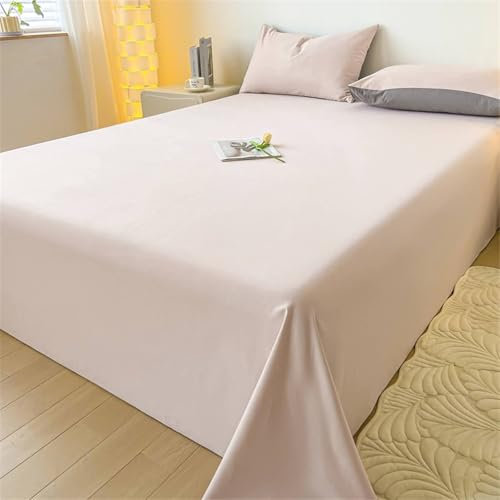 Homxi Betttuch Sommer,245 x 265 cm,Betttuch für Hohe Matratzen Baumwolle Einfarbig Bettbezüge mit Doppelbett Hellrosa