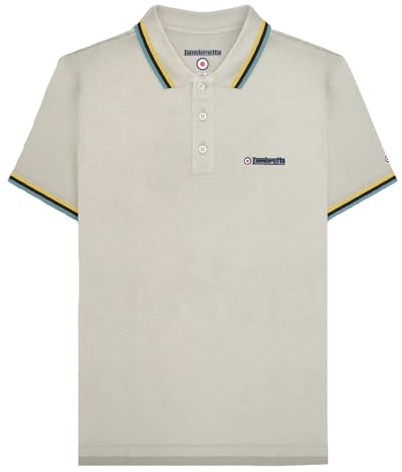 Lambretta Mens Triple Tipped Polo Shirt - Pebble (Yellow/Navy/Smoke Blue) - S