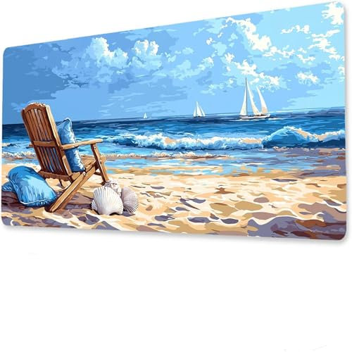 Chaise Mouse Pad Mat, Tapis de Souris Gaming XXL 1600x800x4mm, sous-Main Bureau Gamer, Tapis Table Joueur sans Couture Extra Large, Base antidérapante, Clavier Preuve de l'eauocéan A-3