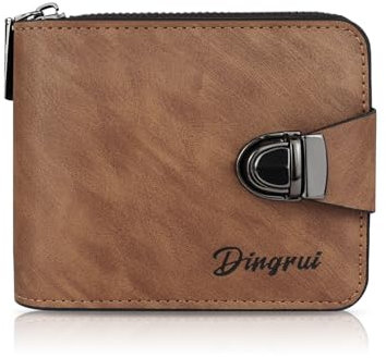 MultiValue Portafoglio Uomo con Cerniera, Cuoio Classico Porta Carte Portafoglio Con 5 Scomparti per Carte di Credito, 1 Tasca per Monete e 2 finestre per Documenti d'Identità (Marrone)