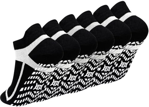 ZAKASA Pilates Yoga Socken Herren: Rutschfeste Sneaker Füßlinge Stoppersocken Anti Rutsch Sport Socken mit Noppen Baumwolle Nahtloses für Trampolin Fitness Zuhause Gym 3 Paar