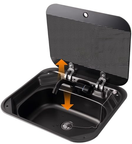 Fregadero De Cocina De Acero Inoxidable Para Autocaravana Con Tapa – Grifo Plegable Cuadrado Para Autocaravana, Preparación De Alimentos, Lavado – Ahorra Espacio Oculto