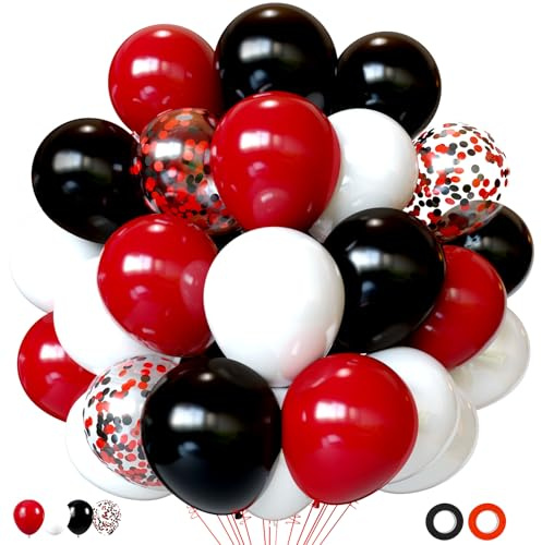 Luftballons Rot Schwarz Weiß 50 Stück 12 zoll SKYIOL Latex Ballons Konfetti Ballons für Geburtstag Hochzeit JGA Karneval Weihnachten Sportevents Deko, T765