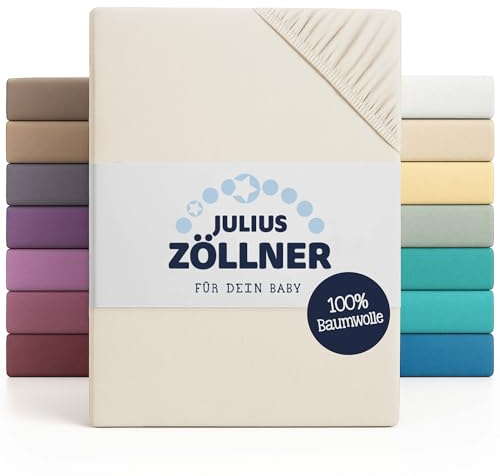 Julius Zöllner Jersey Spannbettlaken für Wiegen 90x40cm und Stubenwagen, 100% Jersey-Baumwolle, Oeko-TEX Standard 100 Zertifiziert, Ecru (2er Pack)