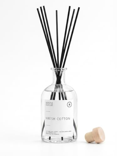 BOHORIA Raumduft Stäbchen 500ml – Lufterfrischer Eleganter Duftdiffuser mit Stäbchen – Konstante Duftabgabe für Wohnraum, Schlafzimmer & Bad (500 ml, Fresh Cotton)