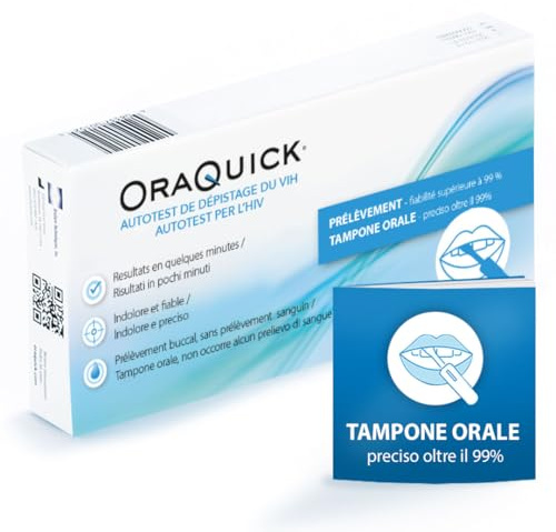 OraQuick Autotest HIV, Test HIV a Casa con Test Salivare, 1 Pezzo | Test rapido HIV con tampone orale, risultato in 20 minuti, rileva gli anticorpi HIV-1 e HIV-2, facile da usare