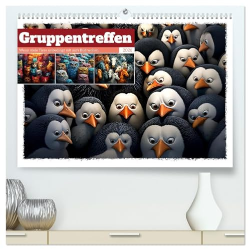Gruppentreffen (hochwertiger Premium Wandkalender 2026 DIN A2 quer), Kunstdruck in Hochglanz: Eine große Versammlung aus neugierigen Blicken (CALVENDO Tiere)