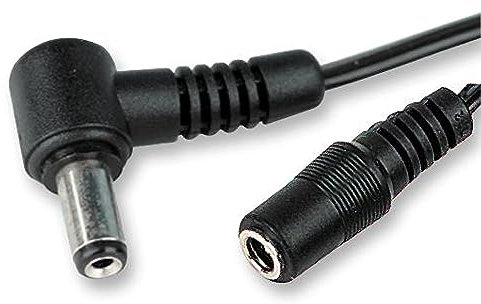 rhinocables CCTV Camera Cable Extension 2.1mm Right Angle 90 degree Socket to DC Power Plug Lead (1m)