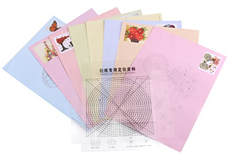 Quilling Papier Set, 8 Stücke 16 Muster DIY Papier Quilling Tools Set, Koordinate / 14 Stücke Papier Quilling Kit Zeichnungen Sammlung Fotokarten für Dekoration Lernspielzeug Spaß Weihnachtsgeschenk