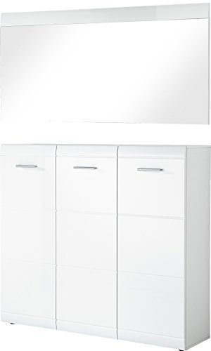 Germania 2-TLG. Garderoben-Set 8543-84 GW-Adana in Weiß, mit Hochglanz Fronten, 134 x 200 x 36 cm (BxHxT)
