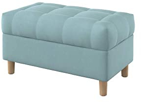 Furninero - Raffinierte gepolsterter Sitzbank Sitzhocker Sitzruhe Betthocker Ottomane, mit Stauraum, Gerundete Beine, 80 cm breit, Majestic Velvet Light Blue Stoff (Licht zu reinigende), Blau