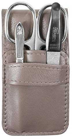 PARSA BEAUTY 3-teiliges Maniküre Set Nagelschere Saphirfeile Pinzette Made in Solingen Germany Taupe