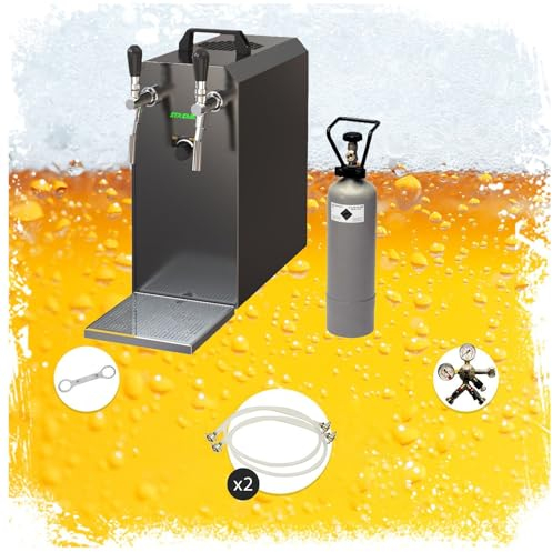 Kit Complet – Distributeur de bière Stream 50 – Coffret à bière, Distributeur de bière, Refroidisseur à 2 conducteurs, Refroidisseur Sec jusqu'à 55 l/h, Édition Noire, tête: 1-Triangulaire, 2-sans
