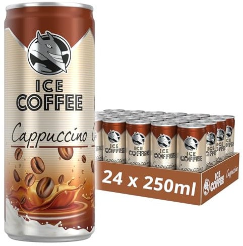 HELL Ice Coffee Cappuccino | 24 x 250ml Cans Multipack | 40mg/100ml Caffeine | Contains Arabica & Robusta Coffee Extracts | 75% UHT Milk | Ready To Drink