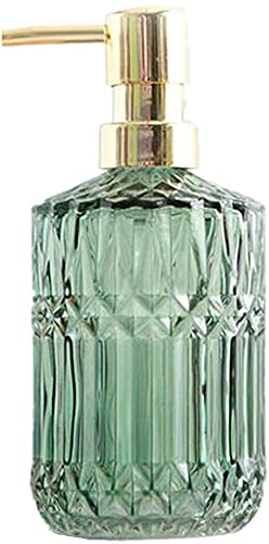 Dispensador de Jabón de 400ml, Material Cristal Transparente Verde, Operación Fácil con una Sola Mano, Adecuado para Todos los Tipos de Líquido Jabonoso o Loción