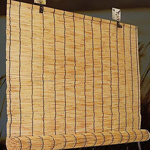 Zhaomi Carbonization Natural Schilfrollos,Bambusmatte ?Sichtschutzmatte,Reed Vorhang Rollo,Vintage Decoration Bambus Rollo,Hochwertige Handgewebte Verdunkelungsrollo (W160*H300cm/63 * 118)