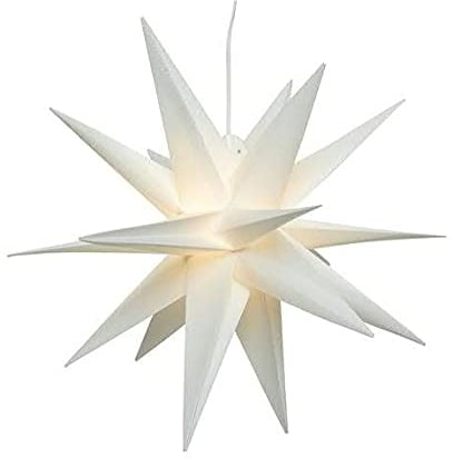 Klocke Dekorationsbedarf LED Stern Indoor & Outdoor - Außenstern mit Beleuchtung - 3D Dekostern/Weihnachtsstern - Beleuchteter Hängestern/Adventsstern für Außen - Weihnachten (Ø 30 cm, Weiß)