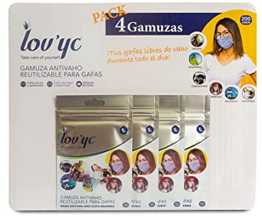 Lovyc Gamuza ANTIVAHO Reutilizable para Gafas y Lentes, Pack de 4