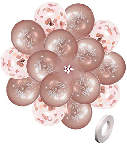 Rose Gold 40th Birthday Balloons Women Happy 40th Birthday Party Deocorations Ballloons 12 Inch 20 Pack