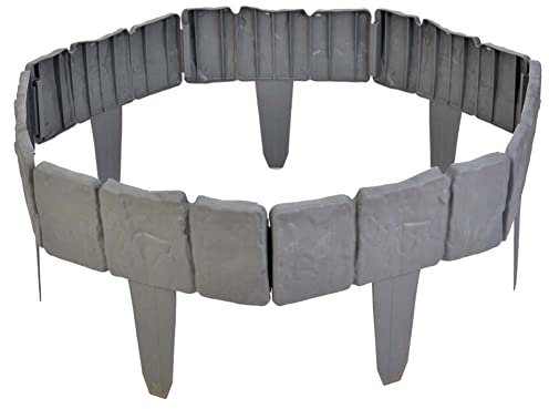 Bordure de jardin en pierre pavée décorative pour extérieur, bordure de pelouse, clôture murale, allée, palissade, bordure de plante pour parterre de fleurs, paysage d'herbe