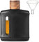 Handgefertigte Echtleder-Flachmann für Likör für Männer, Glas-Whiskeyflasche mit Trichter & Holzdeckel, Geschenkidee für Männer und Frauen (Schwarz, 200 ml)