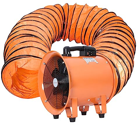 Utility Blower Fan 12 Inch, 550W High Velocity Ventilator with Duct Hose, Low Noise Portable Ventilation Fan, Fume Extractor for Exhausting & Ventilating at Home and Job Site (12IN FAN+16FT HOSE)