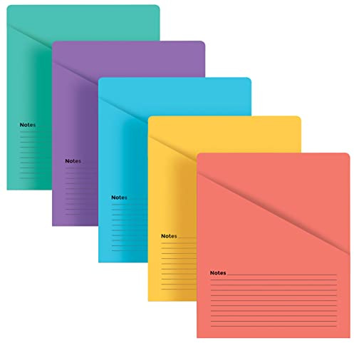 Better Office Products Lined Vertical Slash Pocket File Folders, 25 Pack, 5 Assorted Colors, Letter Size Slash File Jacket with Notes on Front & Back, Half Pocket File Folders