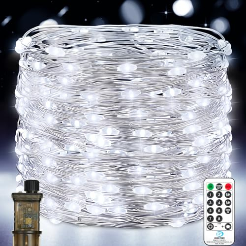 String Lights Mains Powered, 23M 200 LED Copper Wire Fairy Lights Plug in with Remote Timer Waterproof for Indoor Outdoor Christmas Tree Bedroom Party Wedding Decoration (1 Pack, Cool White)