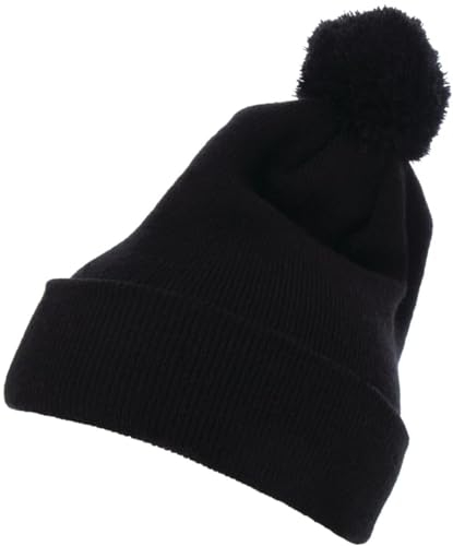 Flexfit Unisex Strickmütze Cuffed Pom Pom Knit Beanie Black one Size