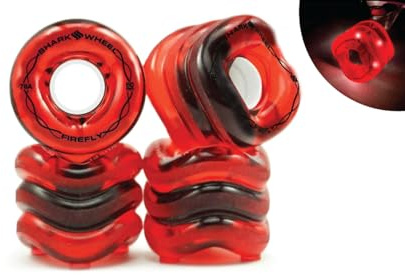Shark Wheel 60 mm, luciole 78a – Transparent Rot mit roten Lichtern