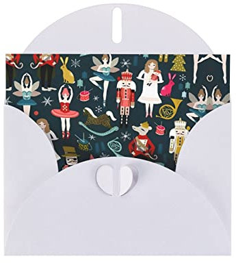 YYHHAOFA White Women'S Nutcracker Ballet Xmas Dance Pearl Paper Holiday Card Greeting Card Suitable For Christmas, Party Invitations