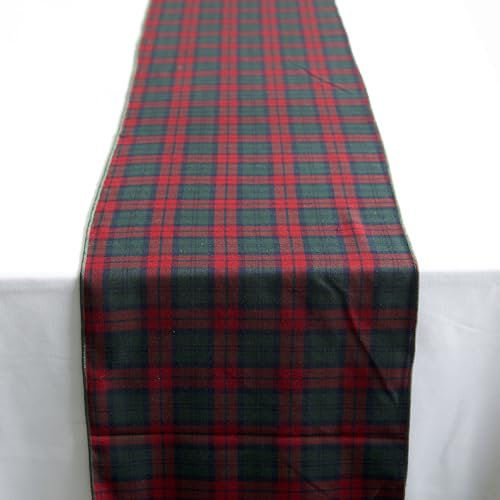 Decor Essentials Tartan Table Runner Red Green Checkered Xmas for Christmas Dinner Party Tableware Home Festive Decor Homeware Linen Scottish Traditional Cosy Autumnal (Runner ONLY Red/Green)