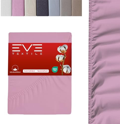 EVE Textile® Spannbettlaken 1er Set 160x200 cm Rosa; Spannbetttuch Bettlaken Spannlaken; Jersey Laken Betttuch für Boxspringbett & Matratze; Waschbar bis 60 Grad; Weich & Allergikerfreundlich