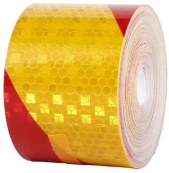 Vueinrg Riflettente Rosso e Giallo Nastro Catarifrangente Adesivo 10,5 m x 5 cm - Impermeabile Ad Alta Visibilità per Auto Moto Bicicletta
